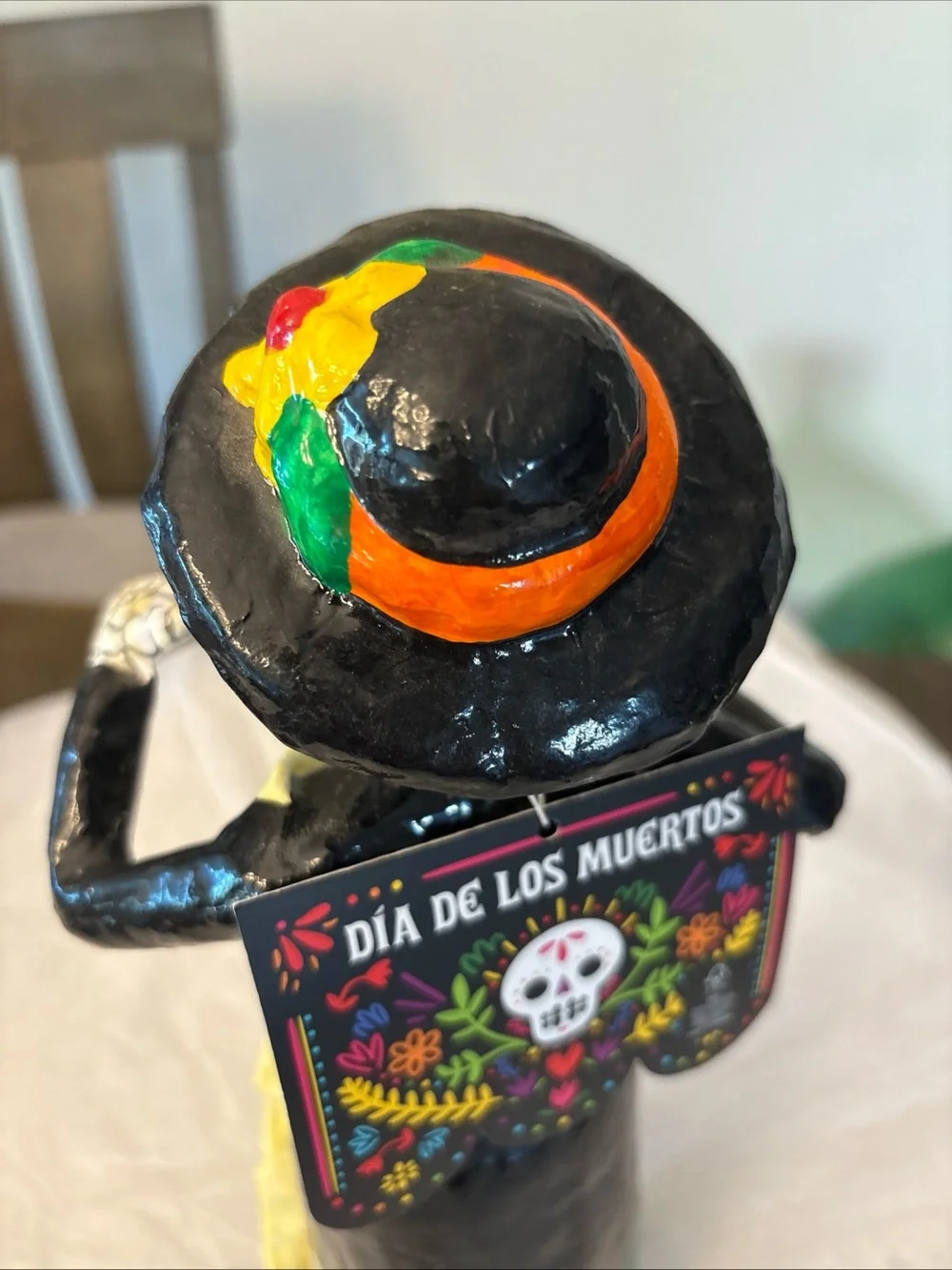 Mexican Skeleton Catrina Figure Day of the Dead Paper Mache 12”